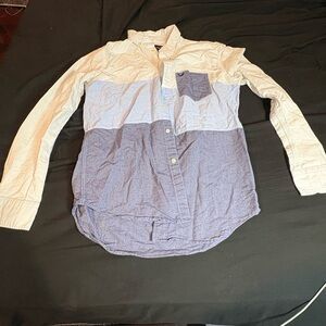 American Eagle Outfitters Blue and Cream Casual Shirt